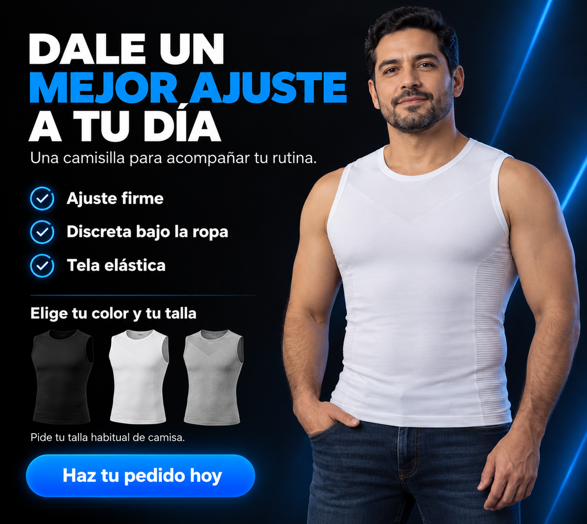 Camisilla de Compresión Lonfit para Hombre | Reduce Abdomen y Mejora la Postura