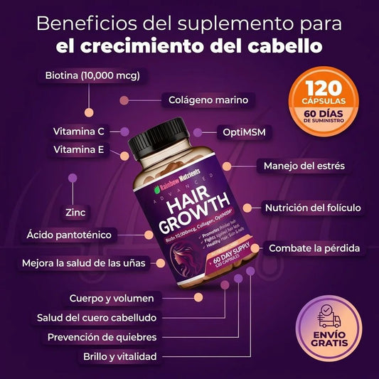 Hair Growth - Suplemento para el crecimiento capilar avanzado (120 Capsulas)